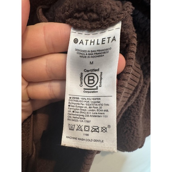 Athleta Jacket Womens Medium Brown Sherpa Fleece Full Zip Cozy Warm Casual - Picture 5 of 8